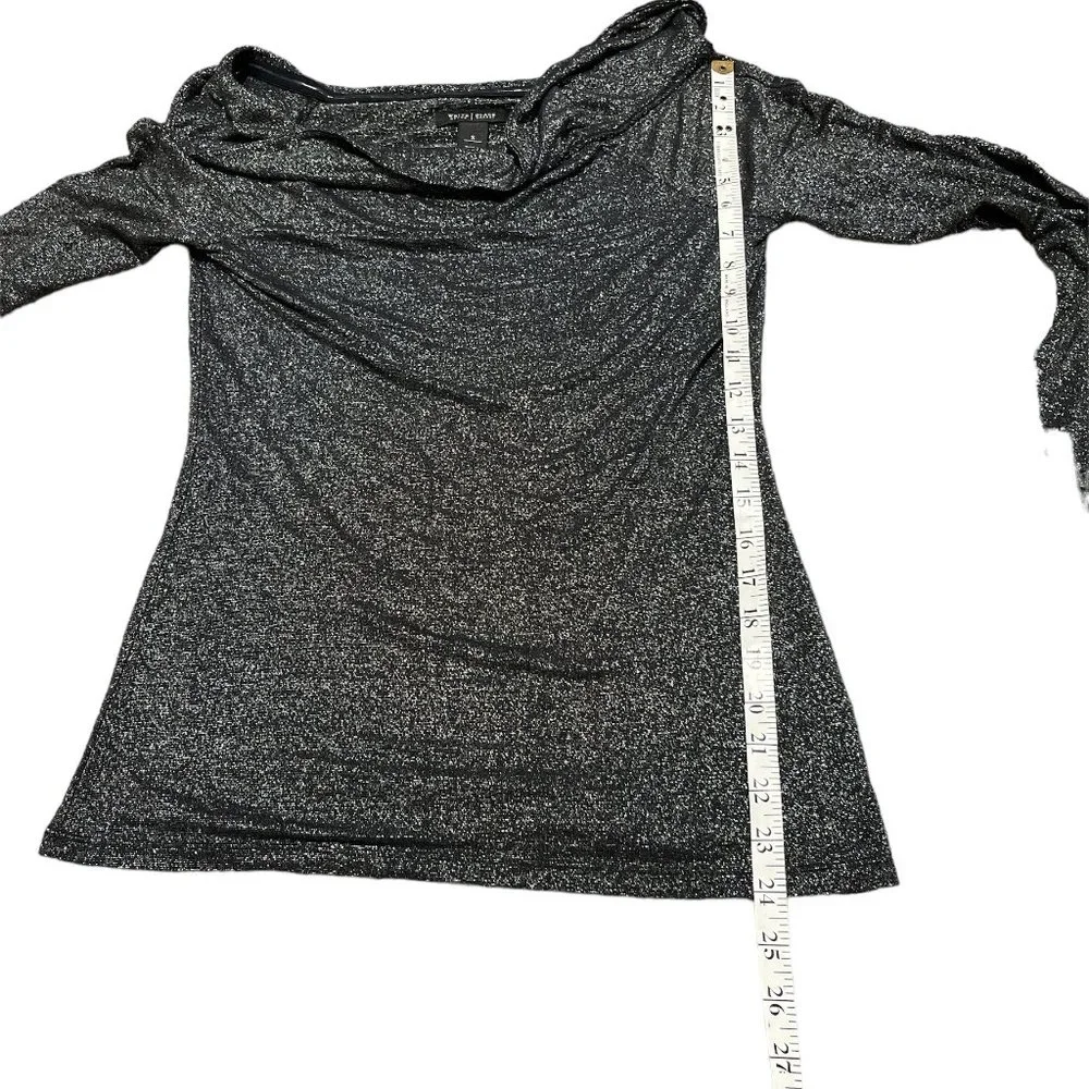 WHITE HOUSE BLACK MARKET Off Shoulder Blouse Top Sz S Shimmery Cuff Detail - Picture 10 of 13